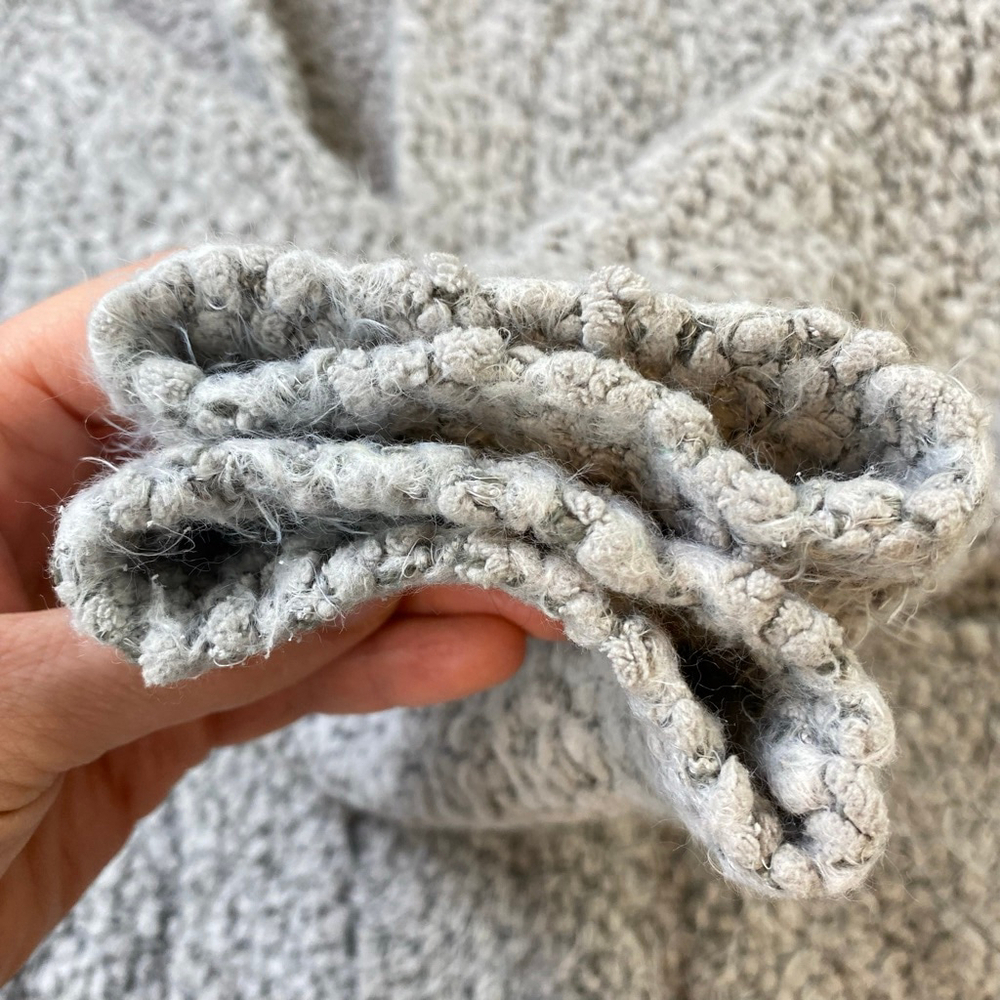 Women's JOHN + JENN x Indigo Grey Open Cardigan M/L Eyelash Boucle Cozy Soft - Picture 6 of 10